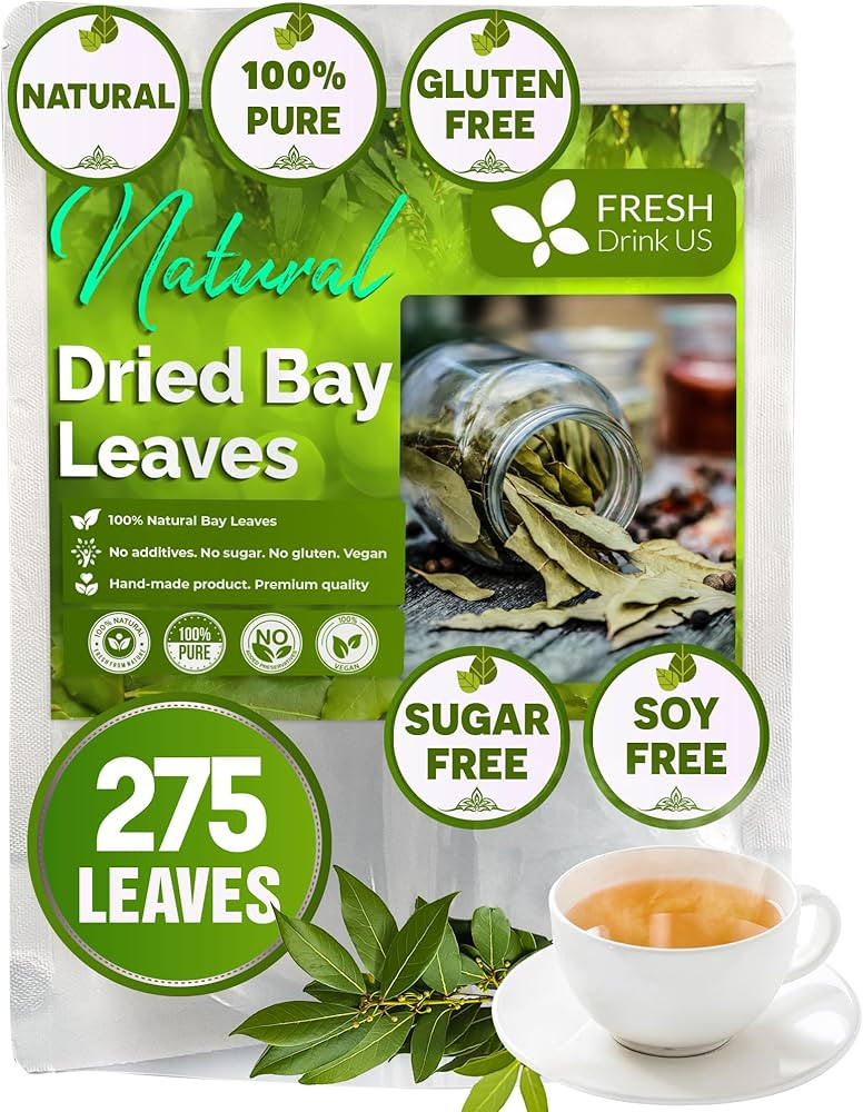 FreshDrinkUS, Premium 275+ Dried Bay Leaves, Bay Leaf Tea, Bay Leaves Spice, Whole Nice Leaves, W... | Amazon (US)