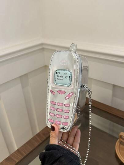 Y2K Sweet Cool Girl Personalized Creative Bag Phone Pouch Women's 2024 New Coin Purse Fashion Chain Crossbody Bag Valentines | SHEIN