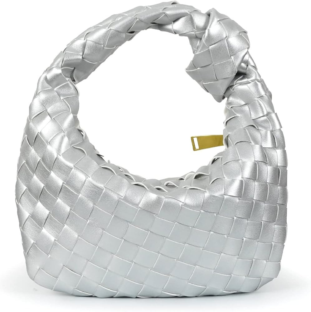 QWERTYUI Women Knotted Woven Handbag Soft Leather Fashion Shoulder Bag High Capacity Lightweight ... | Amazon (US)