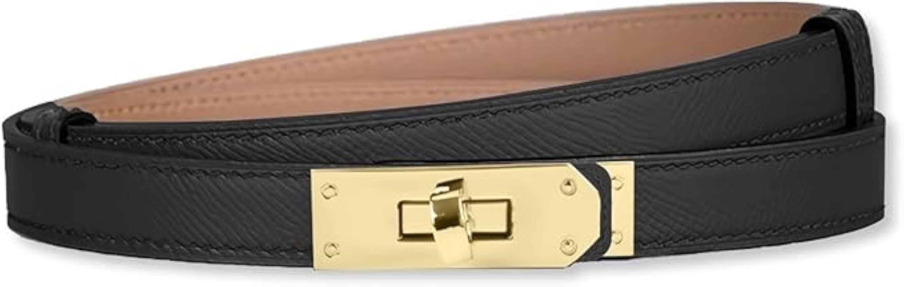 baizhong Women Skinny Leather Belt Classic Solid Color Alloy Turn Lock Ladies Adjustable Leather ... | Amazon (UK)