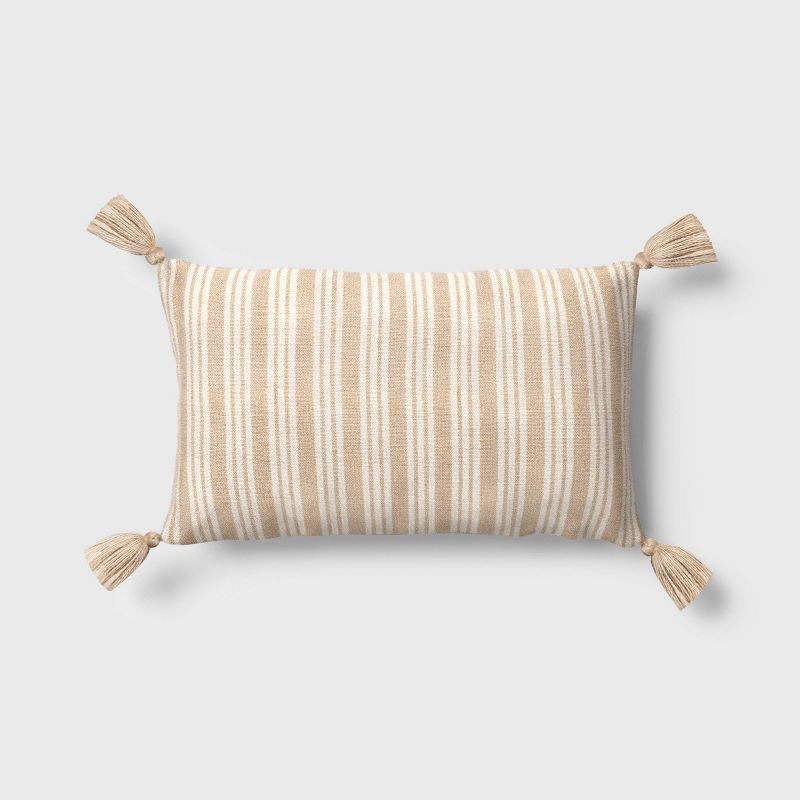 Vertical Stripes Outdoor Throw Pillow Neutrals - Threshold™ designed with Studio McGee | Target