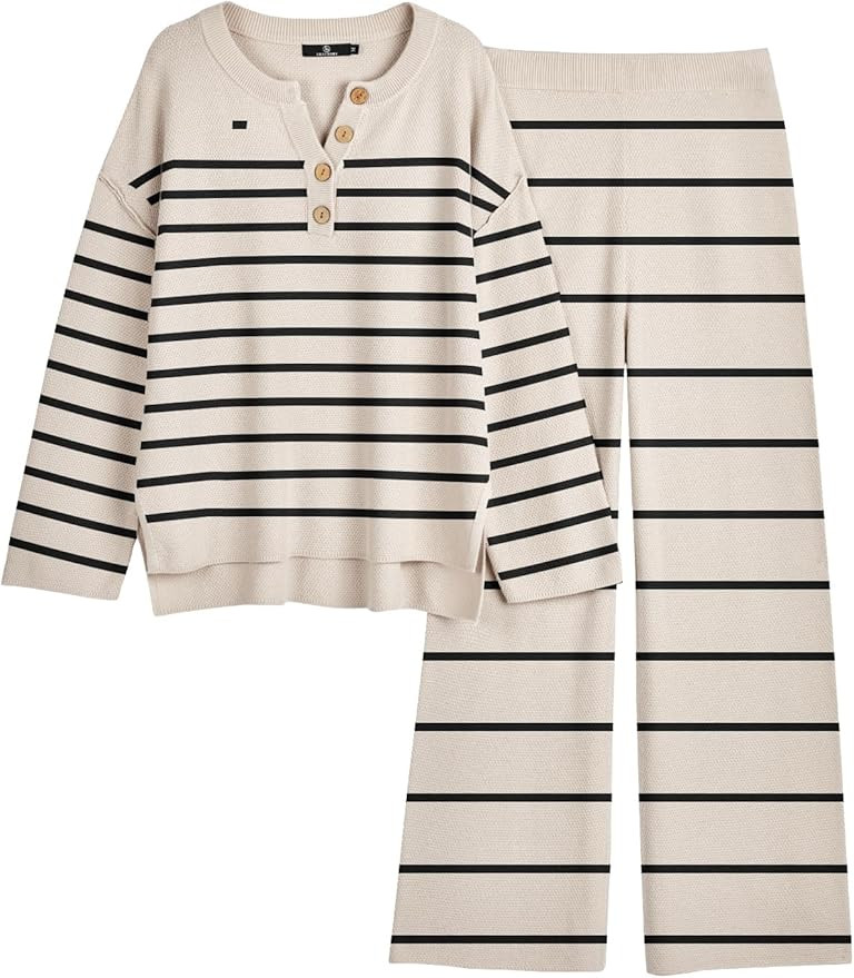 LILLUSORY Women's 2 Piece Lounge Sets Oversized Slouchy Matching Sets Cozy Knit Sets | Amazon (US)