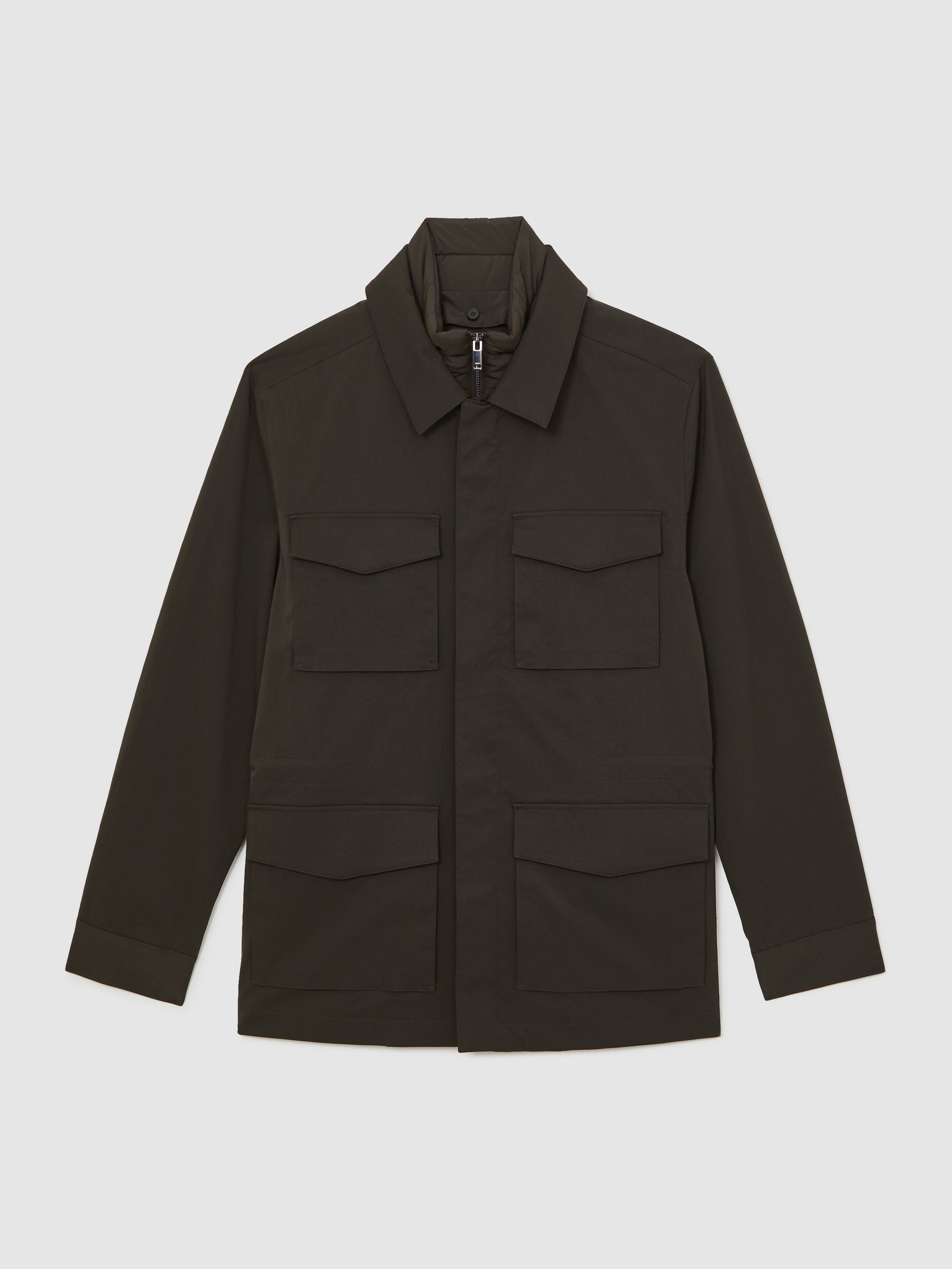 Removable-Gilet Safari Jacket in Green | Reiss UK