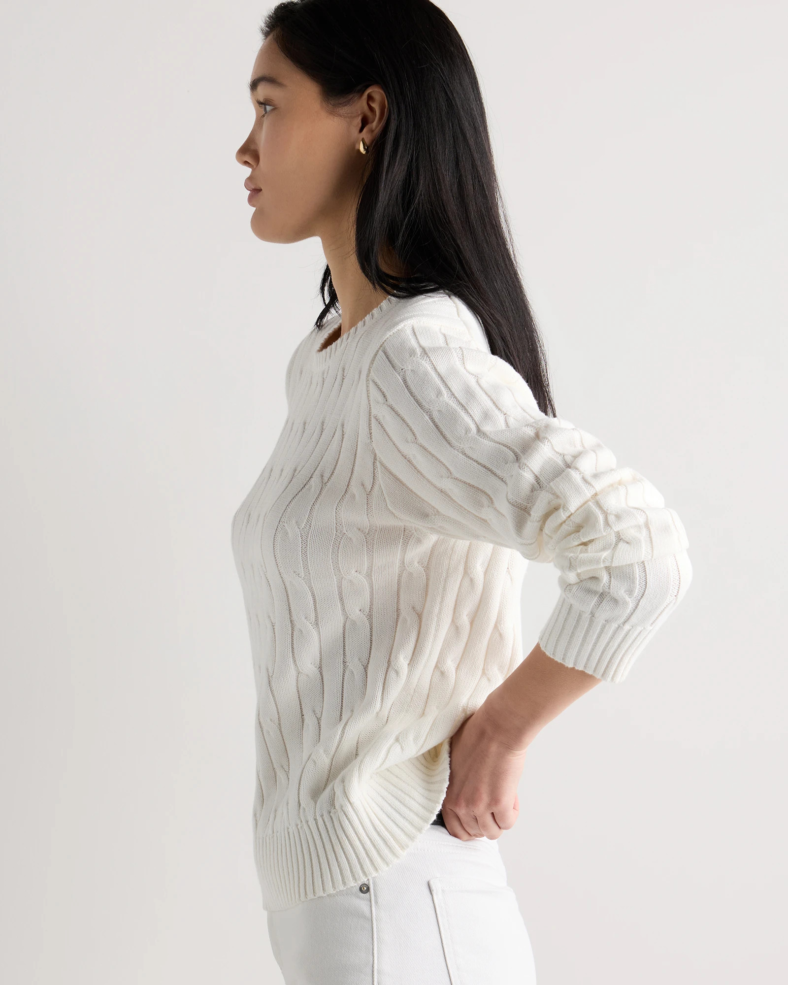 100% Organic Cotton Cable Crewneck Sweater | Quince
