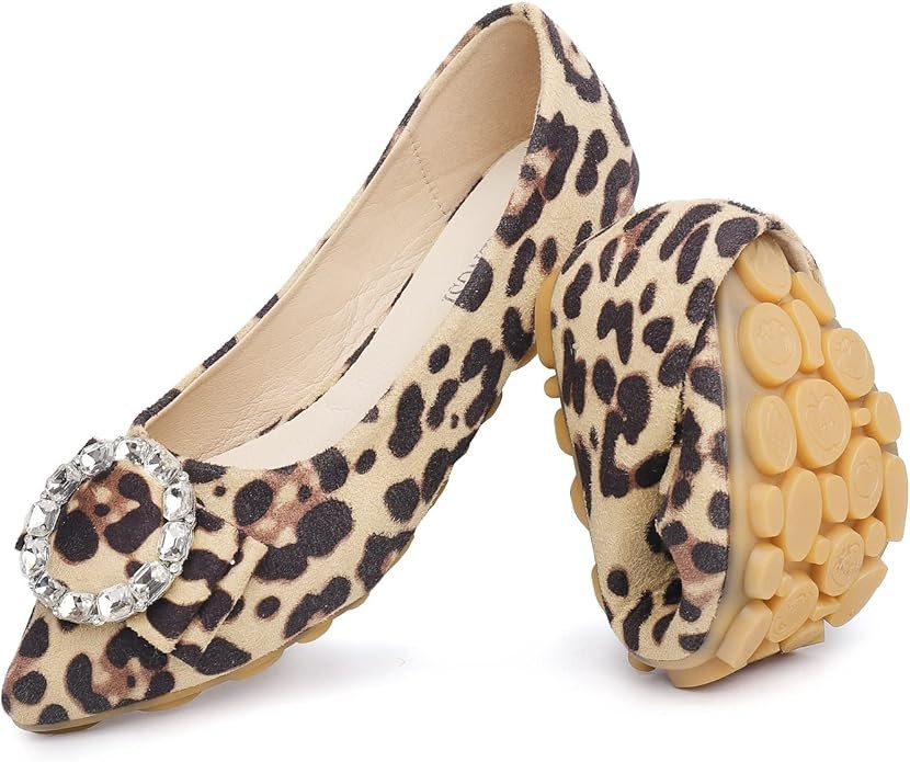 Flats for Women Pointed Toe Rhinestone Dressy Ballet Flat Shoes Comfortable Slip on Women's Flats | Amazon (US)