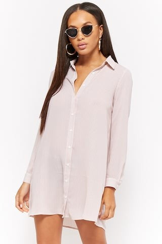 Pinstriped Mini Shirt Dress | Forever 21 (US)