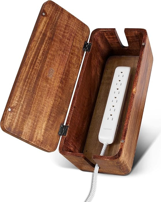 Large Cable Management Box, Wood Wire Organizer & Power Strip Cord Hider | Amazon (US)