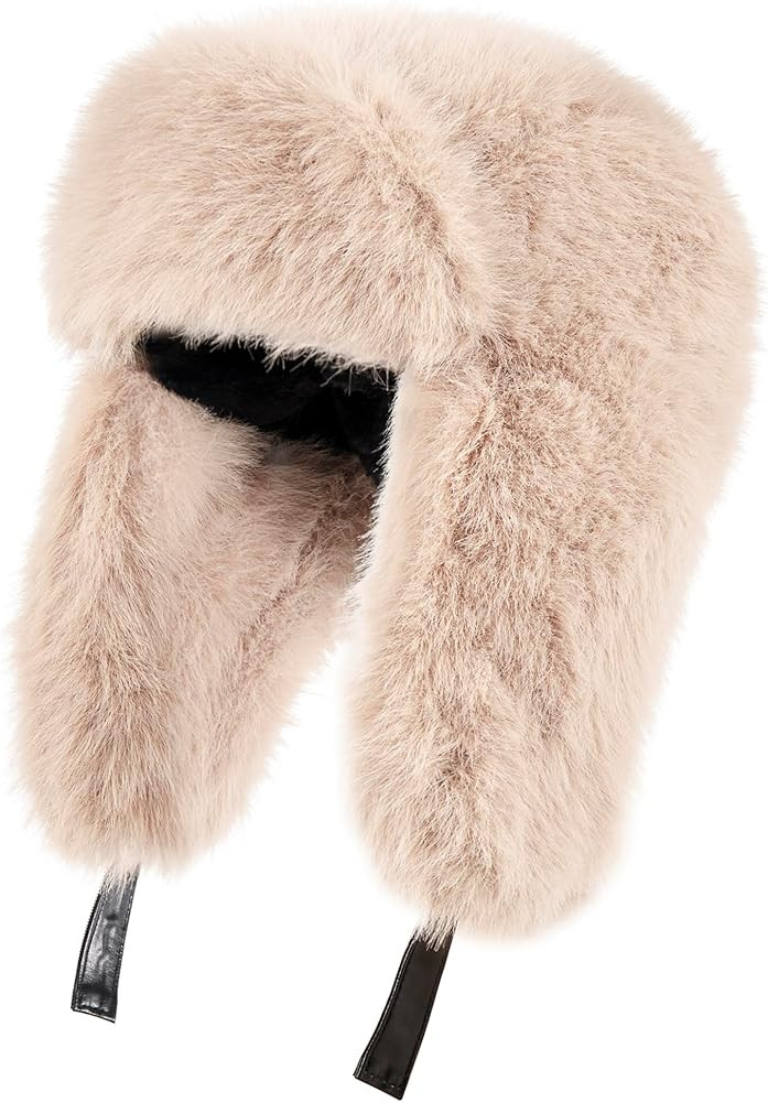 Trapper Hat with Ear Flaps - Winter Russian-Style Fur Pilot Ushanka, Windproof Skiing for Men & W... | Amazon (US)
