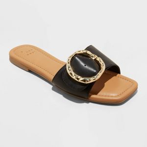 Women's Bennie Buckle Slide Sandals with Memory Foam Insole - A New Day™ | Target