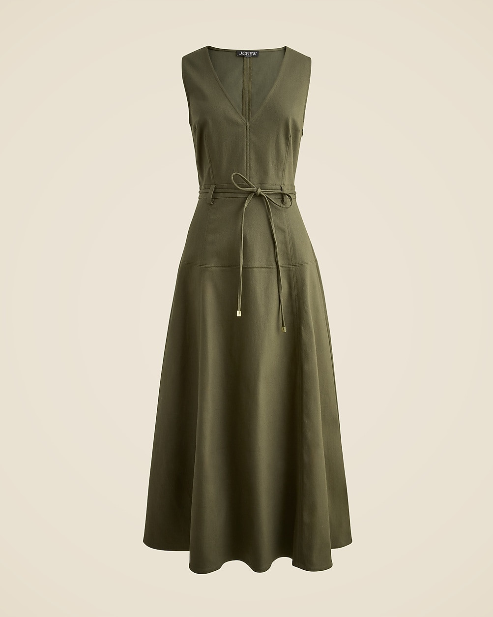 Seamed tie-waist dress in tailored twill | J. Crew US