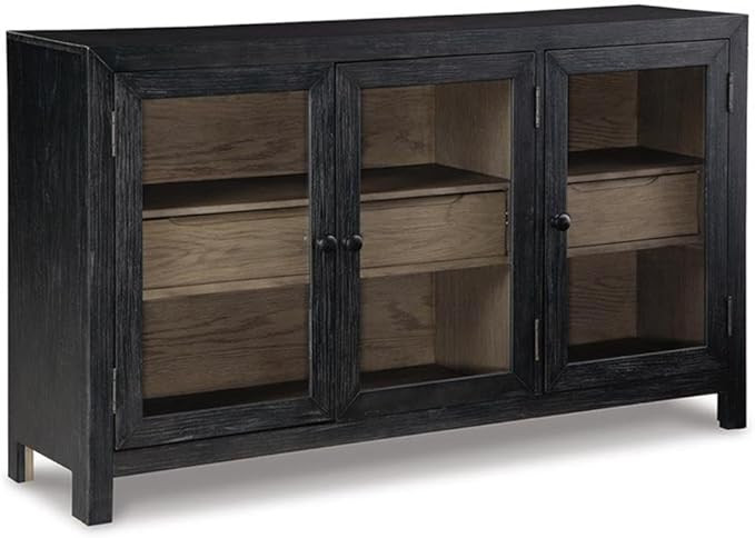 Signature Design by Ashley Lenston Transitional Accent Cabinet or TV Stand, Black & Gray | Amazon (US)
