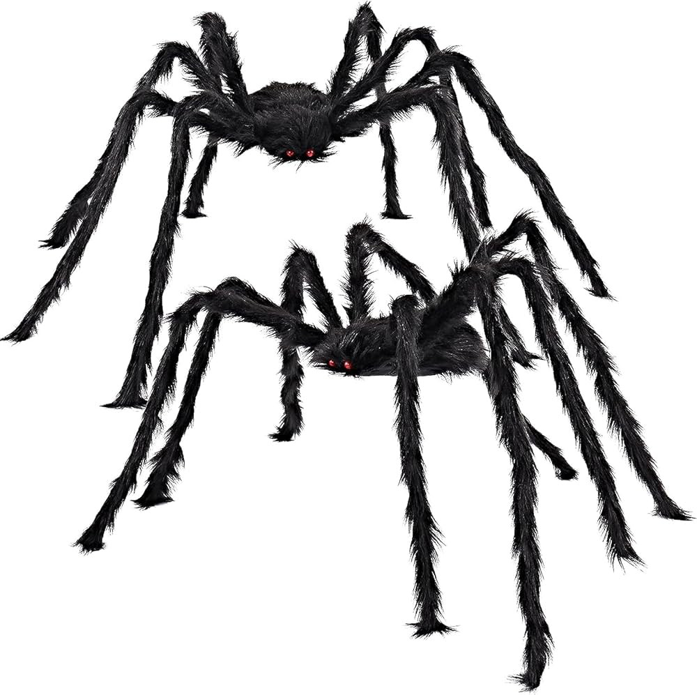 JOYIN 2 Pack 5 Ft Halloween Outdoor Decorations Hairy Black Spider, Scary Giant Spider, Fake Larg... | Amazon (US)