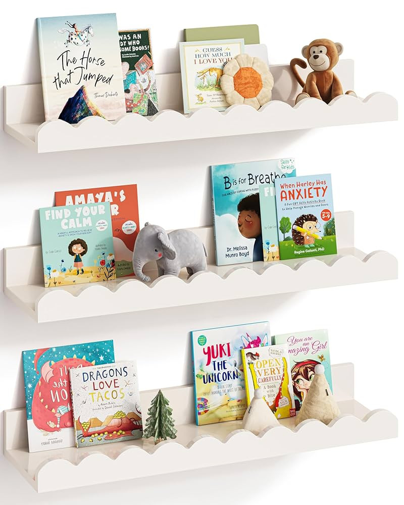 G&W Gruwald Nursery Book Shelves, Set of 3, Nursery Decor for Baby and Toddler, Scalloped Shelves... | Amazon (US)