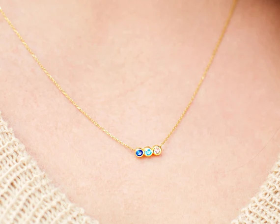 Family Birthstone Necklace Birthstone Necklace Mothers | Etsy | Etsy (US)