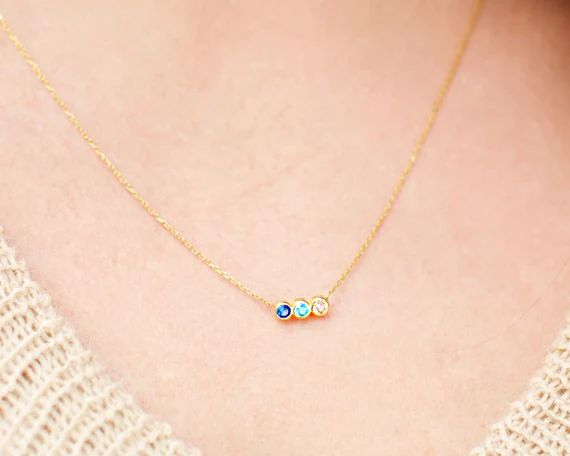 Family Birthstone Necklace Birthstone Necklace Mothers | Etsy | Etsy (US)