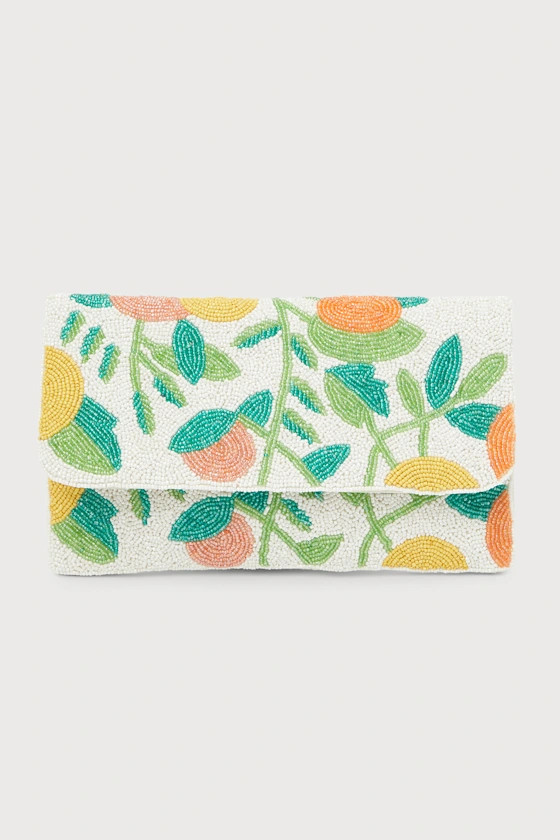 Fruitful Festivities White Multi Beaded Clutch | Lulus (US)