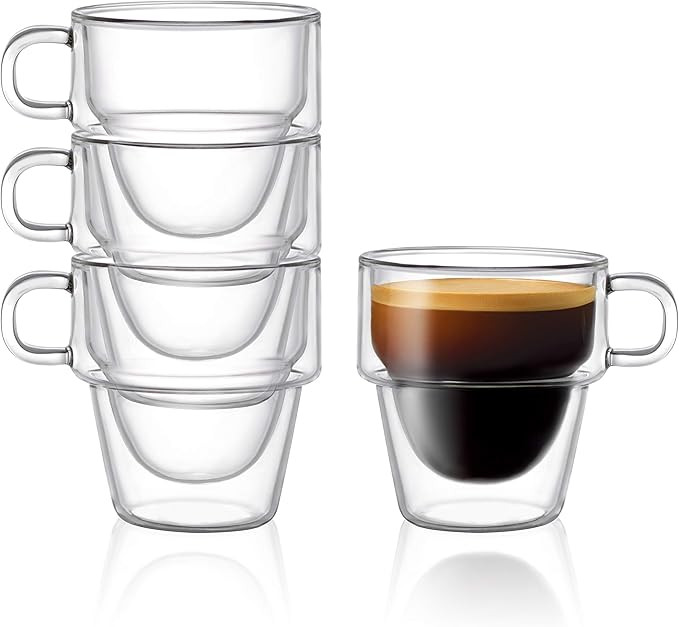 JoyJolt Stoiva Double Wall Insulated Espresso Glass Cups – 5 oz. (150 ml) Espresso Shot Glass C... | Amazon (US)