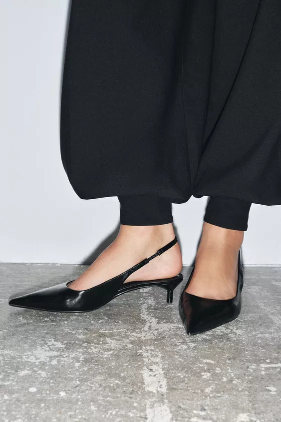 LEATHER SLINGBACK SHOES | Zara US
