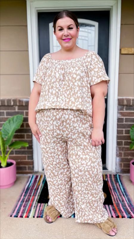 This Joyspun lounge set has been a favorite of mine in the black, so I had to try this neutral print, too! These matching sets are more than just pajamas, I love styling them as vacation outfits and resort wear. I’m wearing the 3X and find them true to size. You can buy each piece separately to customize sizing for your perfect fit at just $15 each! 

#LTKSeasonal #LTKcurves #LTKunder50