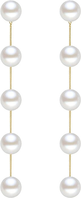 Long Pearl Earrings for Women 925 sterling silver Pearl Dangle Earrings Hypoallergenic Elegant We... | Amazon (US)
