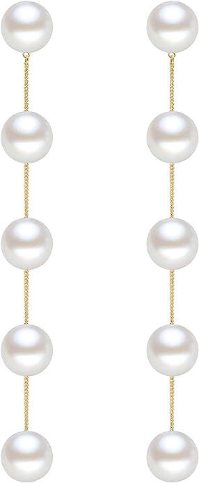 Long Pearl Earrings for Women 925 sterling silver Pearl Dangle Earrings Hypoallergenic Elegant We... | Amazon (US)