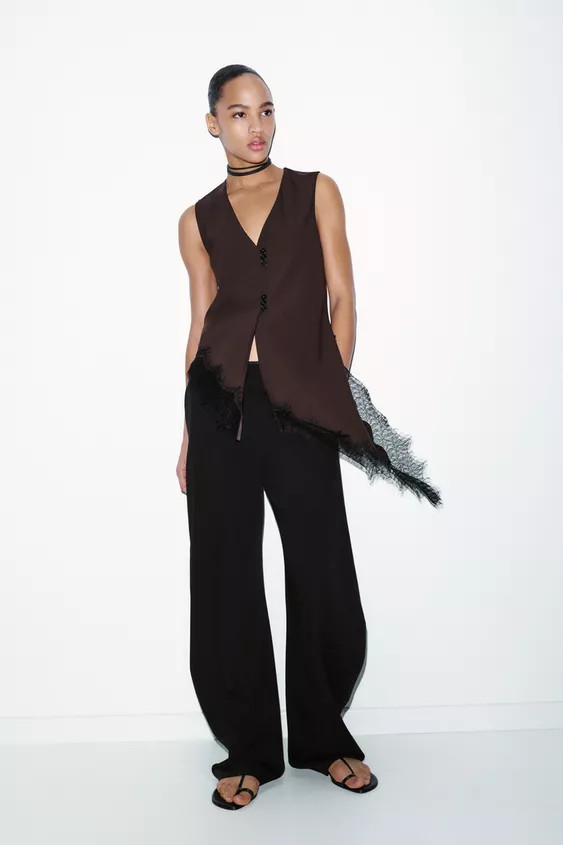 ASYMMETRIC LACE TOP | Zara US