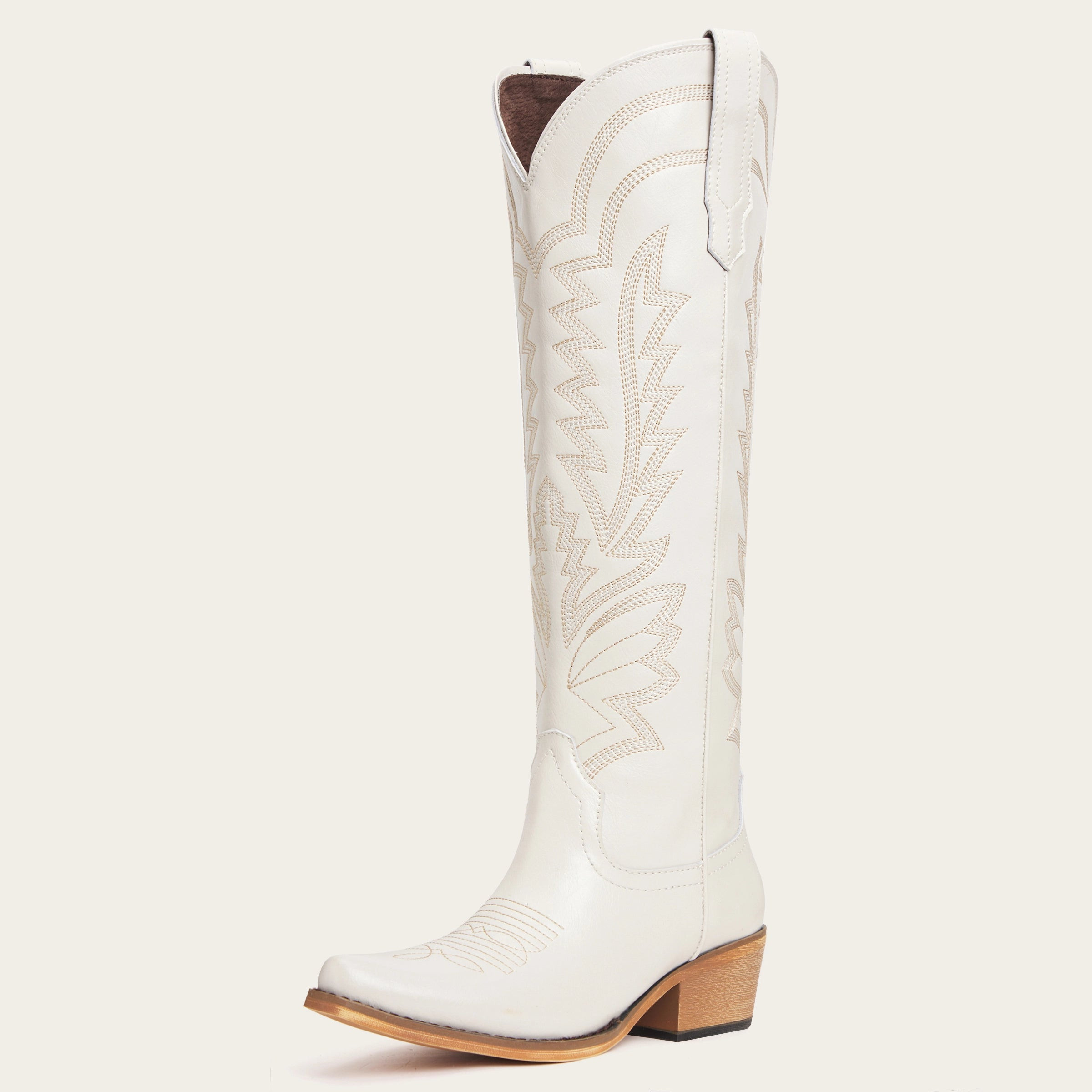 The Laurey - Ivory Embroidered Cowgirl Boots with Classic Western Flair - Ivory / US 6 | REDTOP