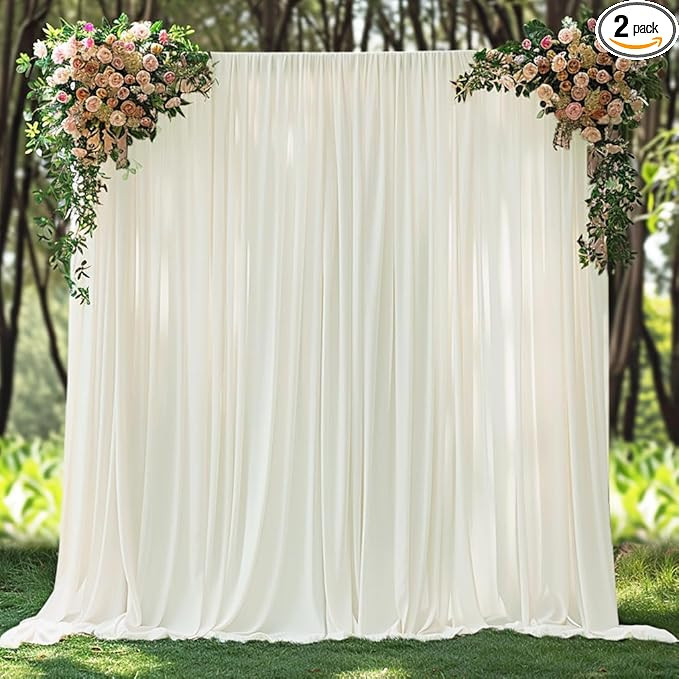 10x10ft Wrinkle Free Ivory Backdrop Curtain for Parties Soft Fabric Drapes Wedding Ivory Curtain ... | Amazon (US)