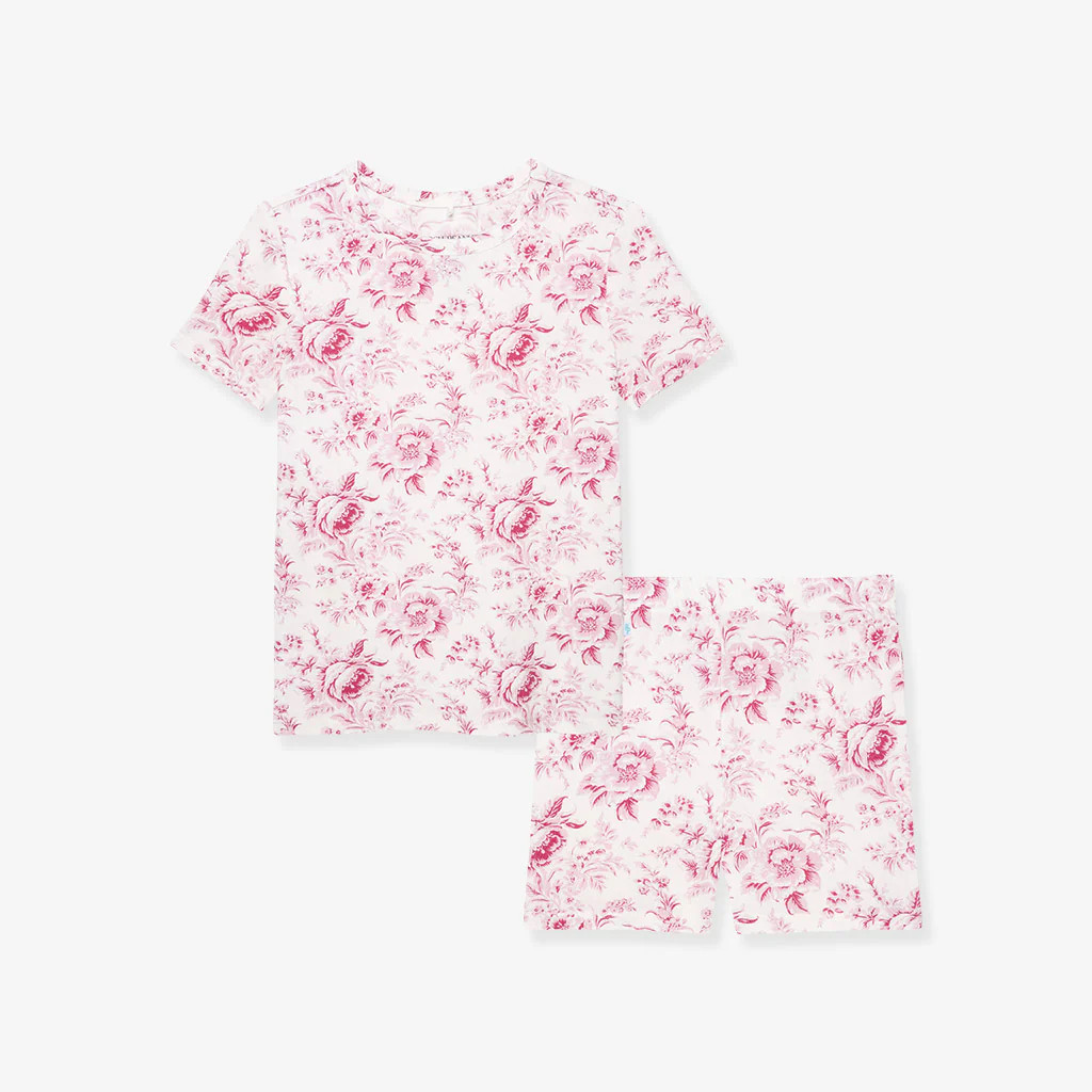 Floral Pink Toddler Short Sleeve Pajamas | Jolene | Posh Peanut