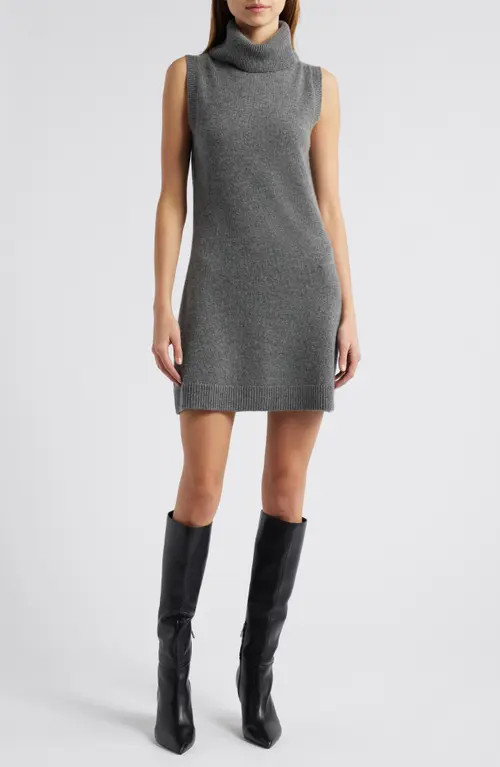 Reformation Holland Turtleneck Cashmere Blend Sweater Dress in Thunder at Nordstrom, Size X-Large | Nordstrom