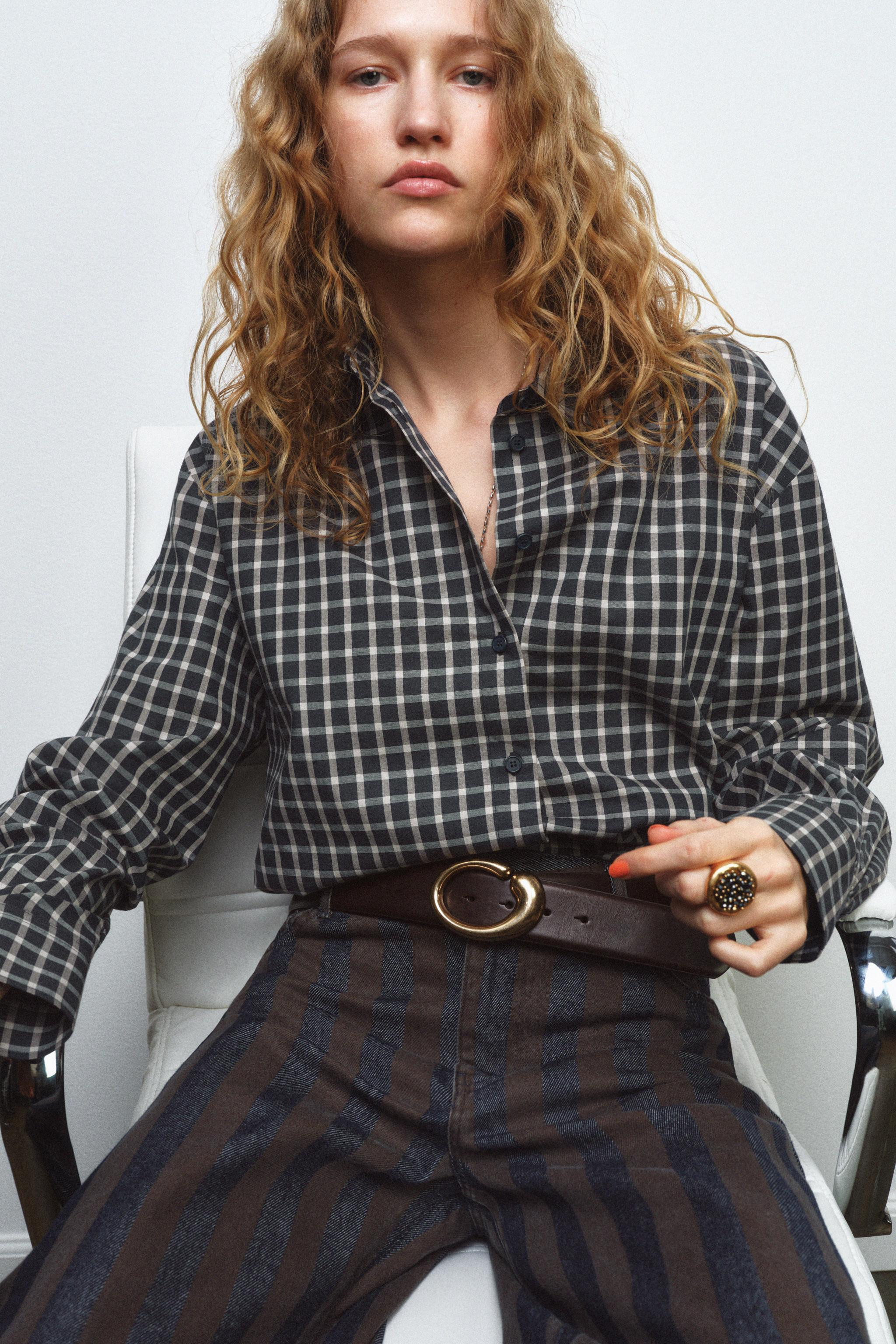 PLAID SHIRT WITH SCARF ZW COLLECTION | Zara US