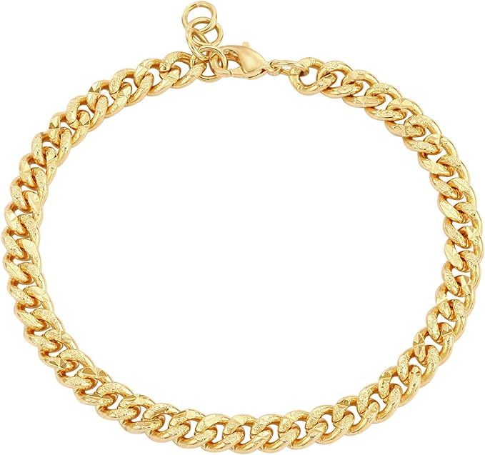 DREMMY STUDIOS Dainty Oval PaperClip Radial Link Chain Bracelet 18K Gold Filled Chunky Curb Chain... | Amazon (US)