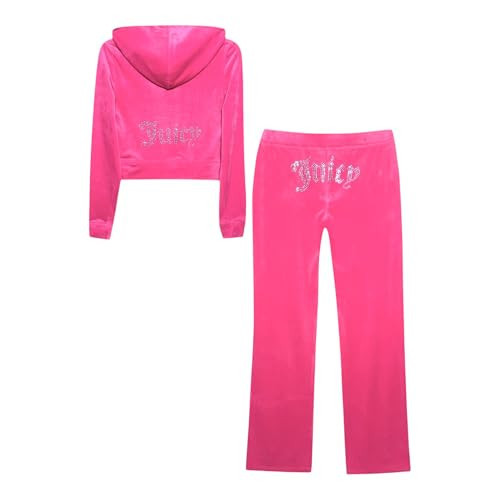Juicy Couture Women's Bling Velour Tracksuit (US, Alpha, Large, Regular, Regular, Hot Pink) | Amazon (US)