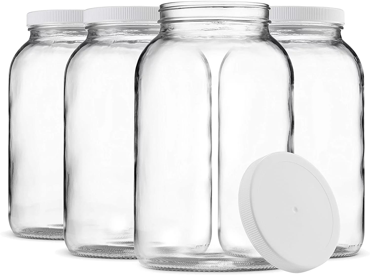 1-Gallon Glass Jar [set of 4] Wide Mouth with Airtight Plastic Lid | Walmart (US)