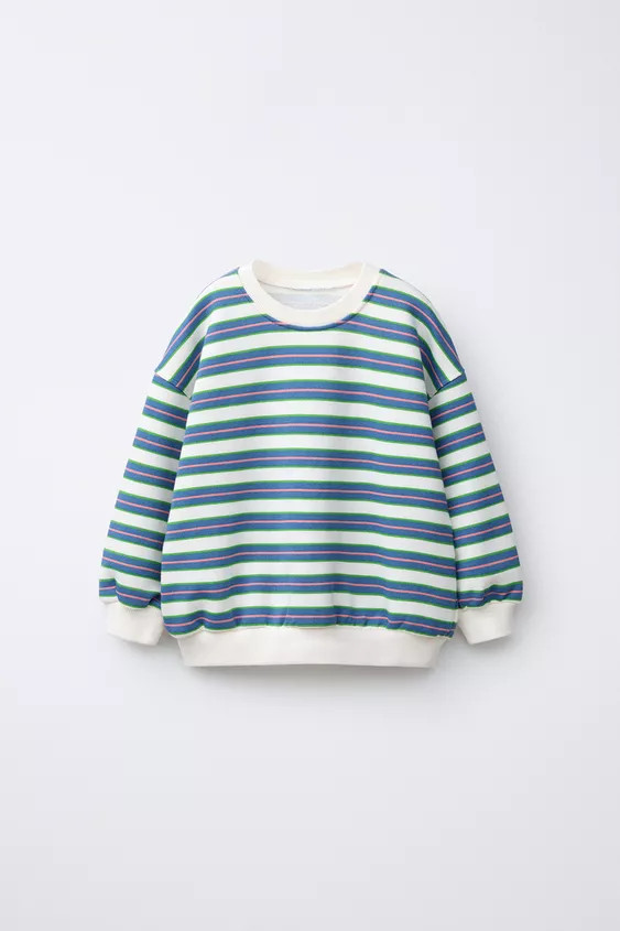 Sweatshirt mit Rundhalsausschnitt und langen Ärmeln. Rippenbündchen. Streifenmuster. | Zara DE