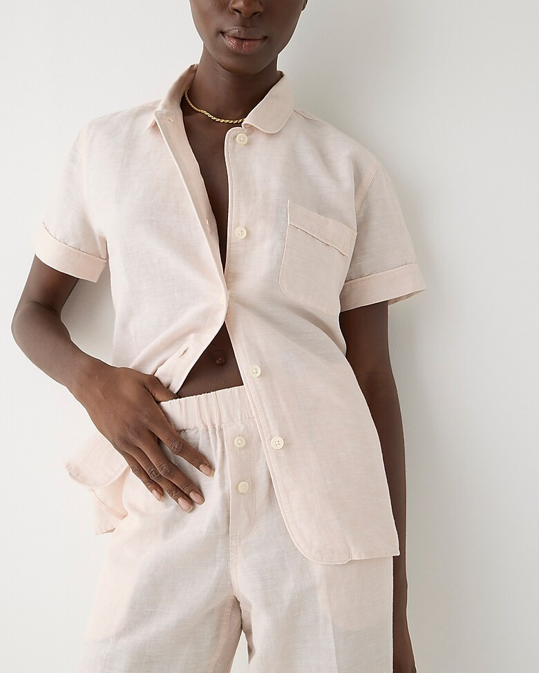 Linen-cotton short-sleeve pajama set | J. Crew US