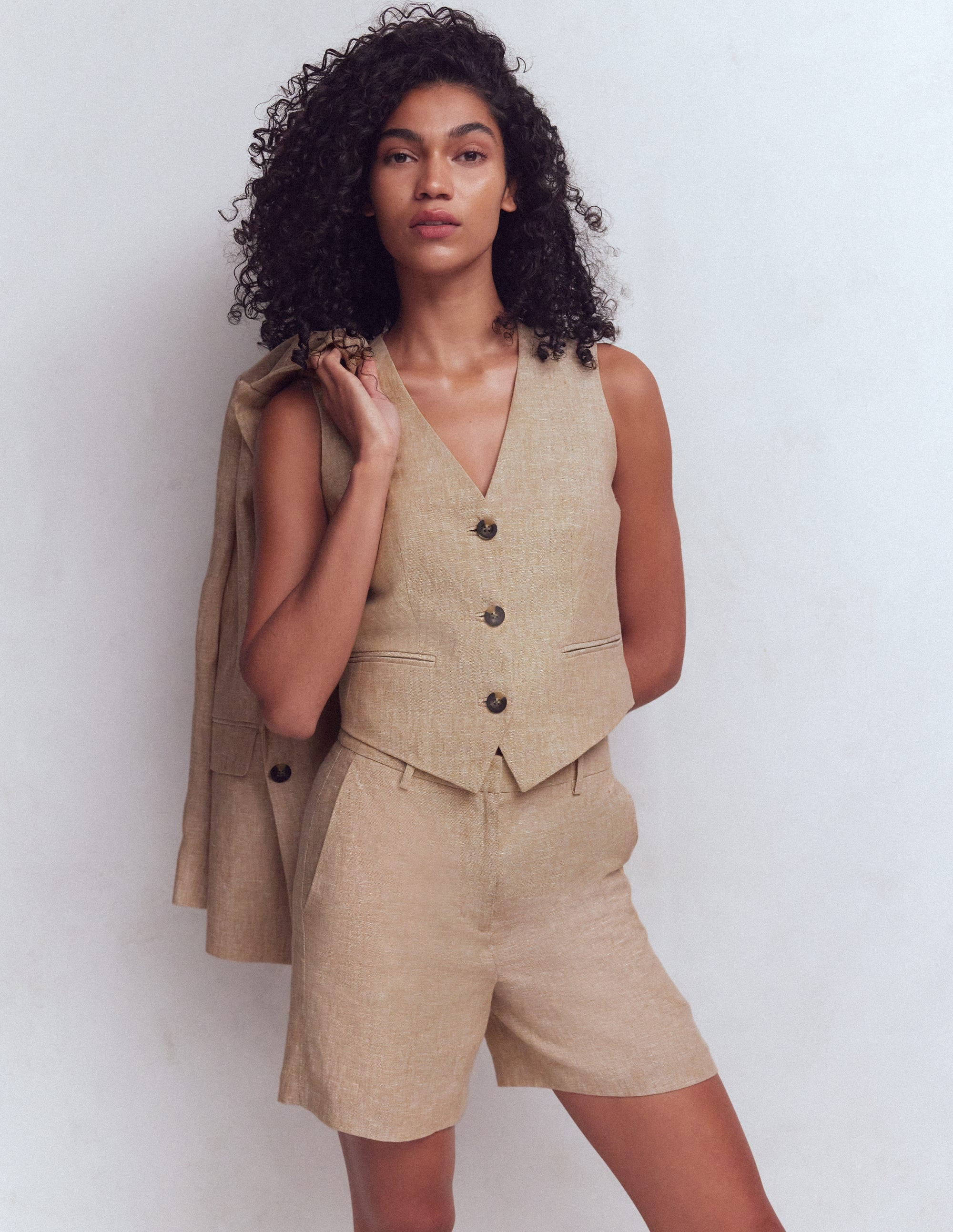 Belgravia Linen Shorts-Amphora Chambray | Boden UK