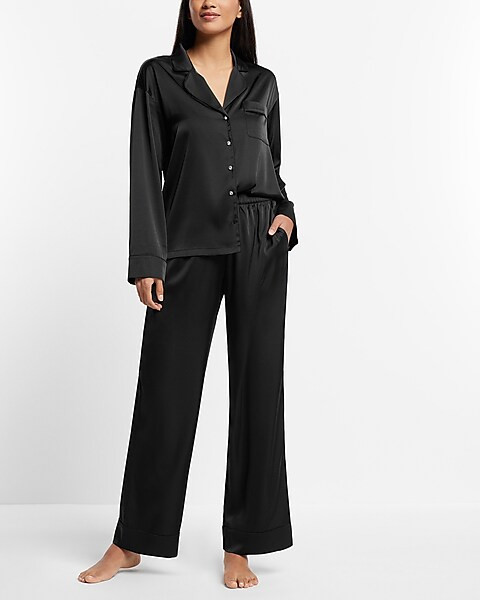 Satin Rhinestone Button Pajama Set | Express