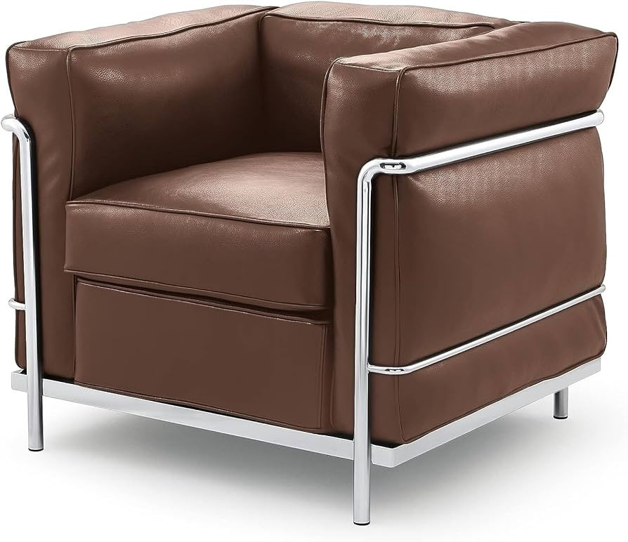 DNSKOSL Accent Chair, Modern Leather Living Room Chair Black Armchair with Double Bar Encasing Fr... | Amazon (US)