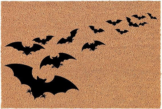 Welcome Doormat Natural Coco Coir Door Mat Halloween Bat Colony (30" x 18") | Amazon (US)