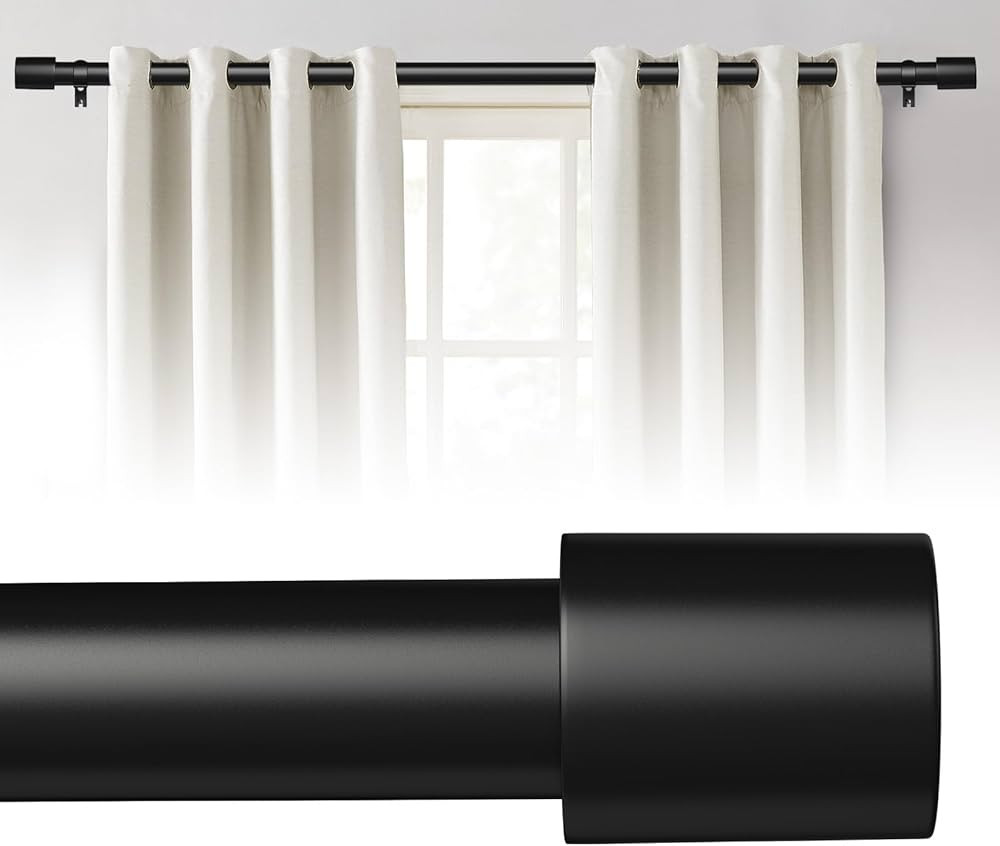 Curtain Rods for Windows 32 to 144 Inches, 1 Inch Diameter Adjustable Black Curtain Rod, Heavy Du... | Amazon (US)