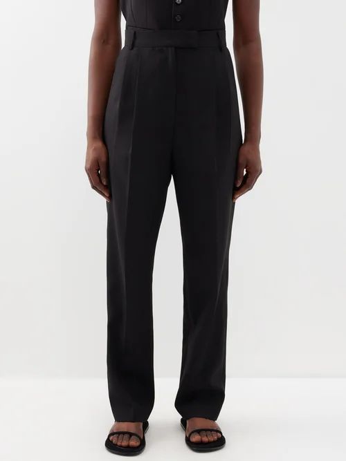 The Frankie Shop - Bea Pleated Fresco Suit Trousers - Womens - Black | Matches (UK)