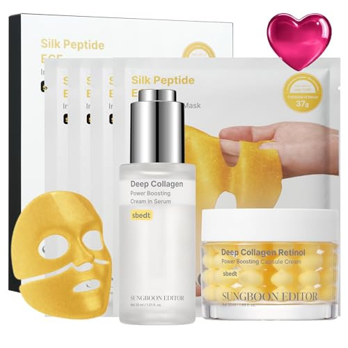 SUNGBOON EDITOR Golden Glow Plump-Looking Trio I Silk Peptide EGF Intensive Gold Mask & Deep Collagen Serum & Deep Collagen Capsule Cream I Gifts for Women | Amazon (US)