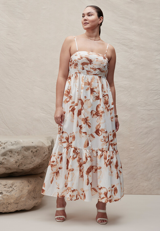 Pintuck Flare Maxi Dress | Eloquii