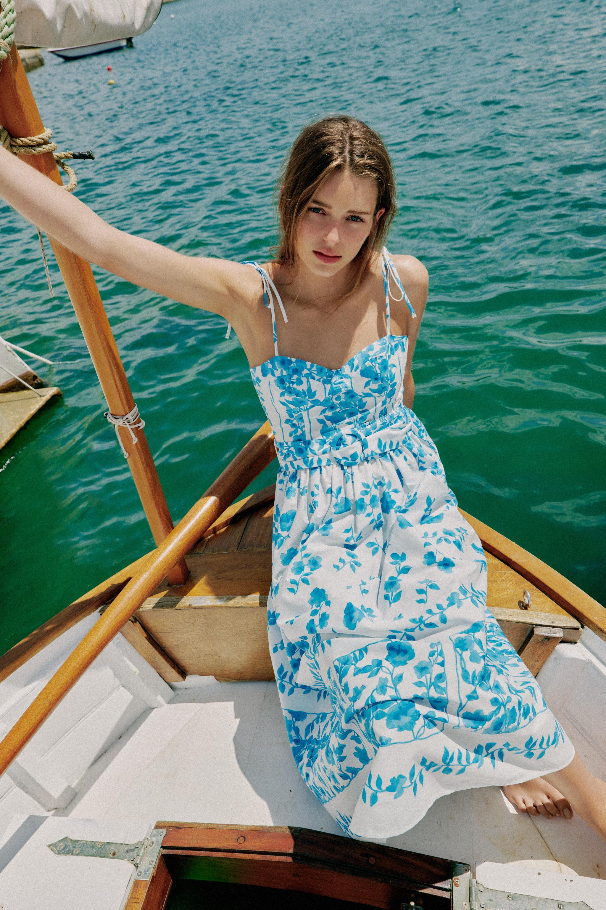 POPLIN PRINT MIDI DRESS | Zara US