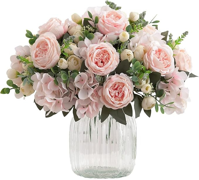 karoro 4 Bunches Artificial Flowers Pink Peonies for Decoration Silk Flowers Fake Roses Arrangeme... | Amazon (US)