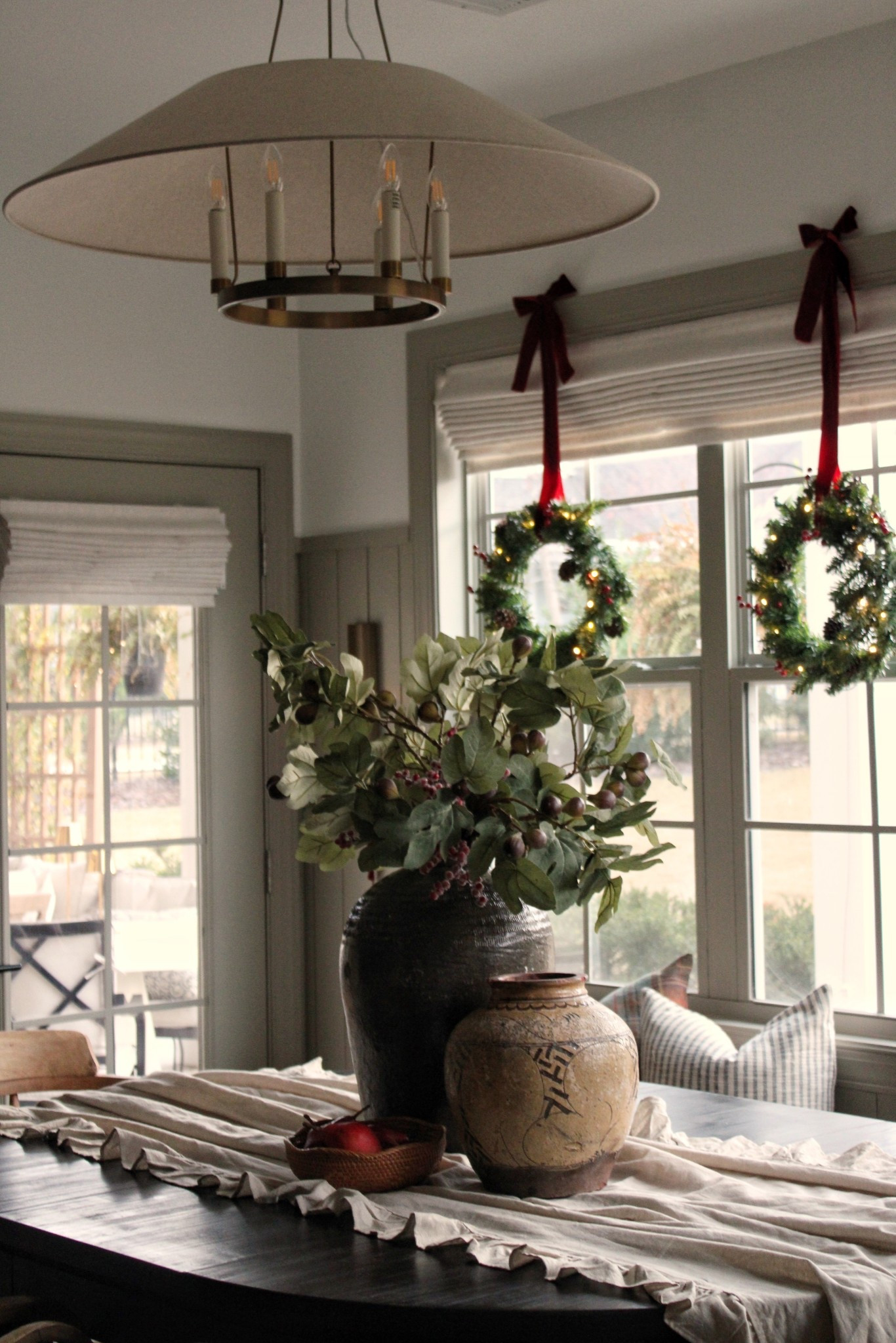 Kitchen nook, window wreaths, burgundy velvet ribbon 

#LTKFindsUnder100 #LTKFindsUnder50 #LTKHome
