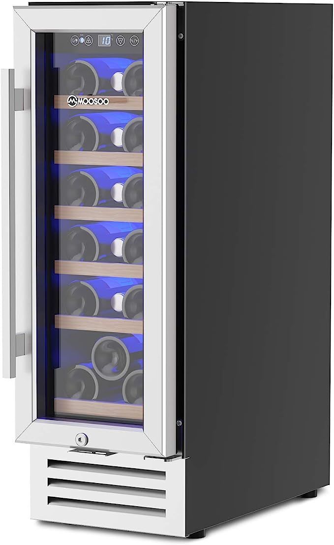 MOOSOO 12'' Wine Cooler, 18 Bottles Built-in or Freestanding with Compressor Wine Refrigerator, T... | Amazon (US)