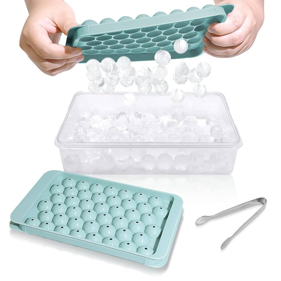 WIBIMEN Ice Cube Tray with Lid and Bin - Round Ice Trays for Freezer with Lid - Ice Cube Trays fo... | Amazon (US)