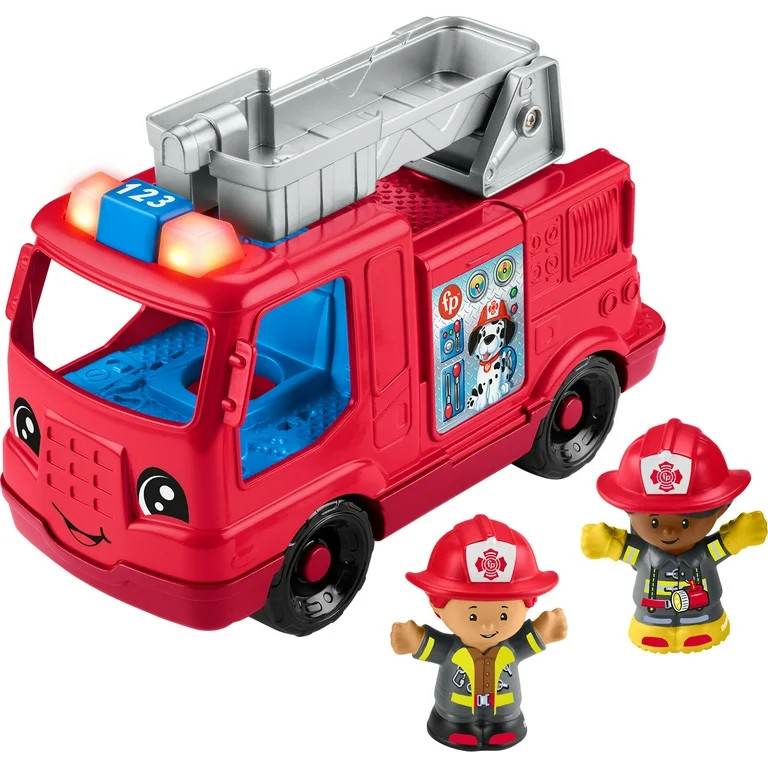 Fisher-Price Little People Fire Truck Musical Toddler Toy with Lights Sounds & 2 Figures | Walmart (US)